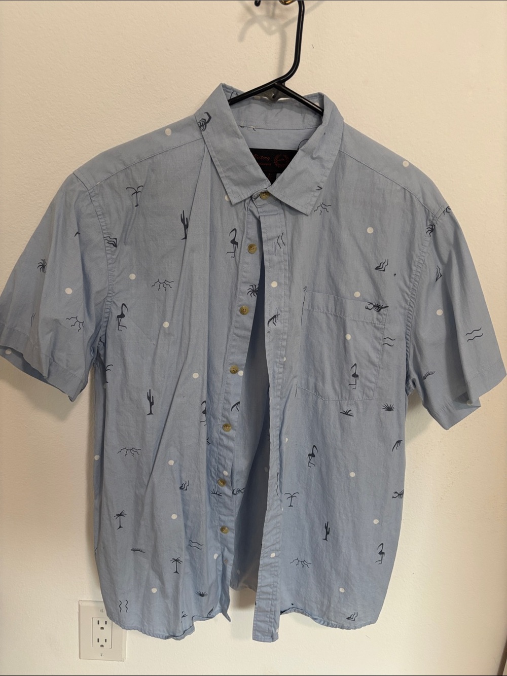 Light Blue Short-Sleeve Printed Men’s Shirt